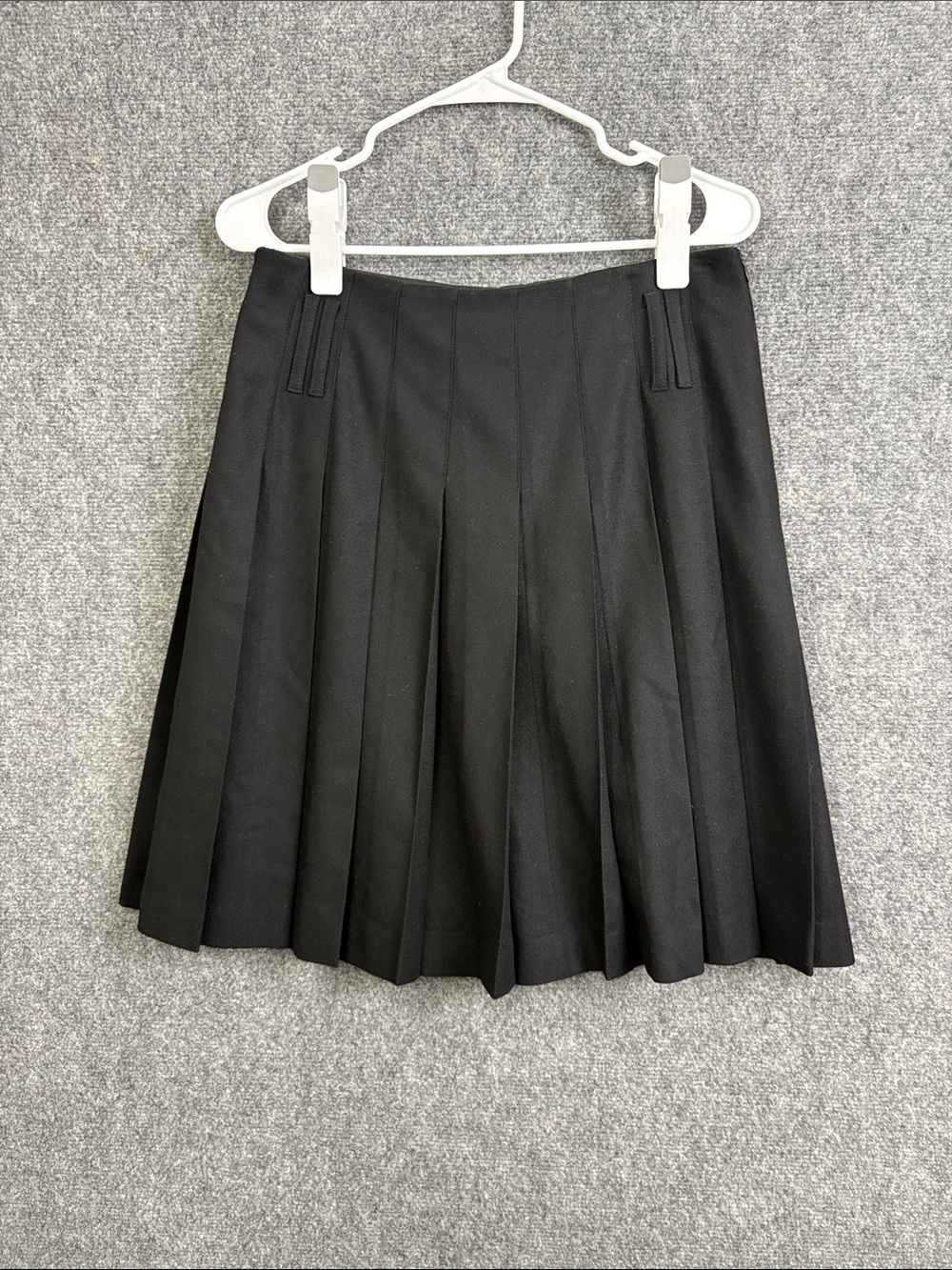 Burberry Black Pleated A-Line Skirt with Belt-Loop Detail